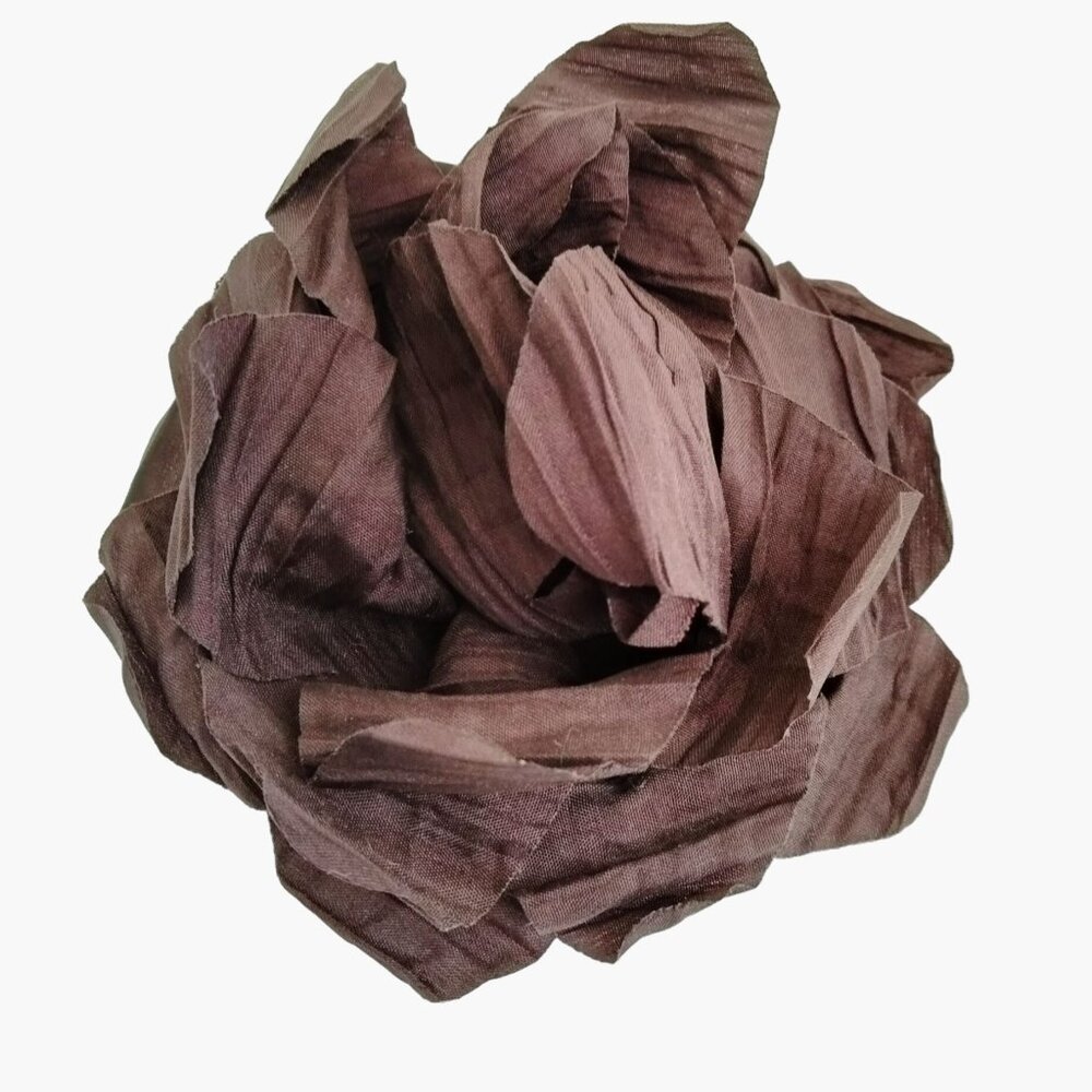 Cabbage Rose Hair Clip Brown Crepe Fabric Hairpin Updo